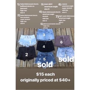 denim distressed high rise shorts